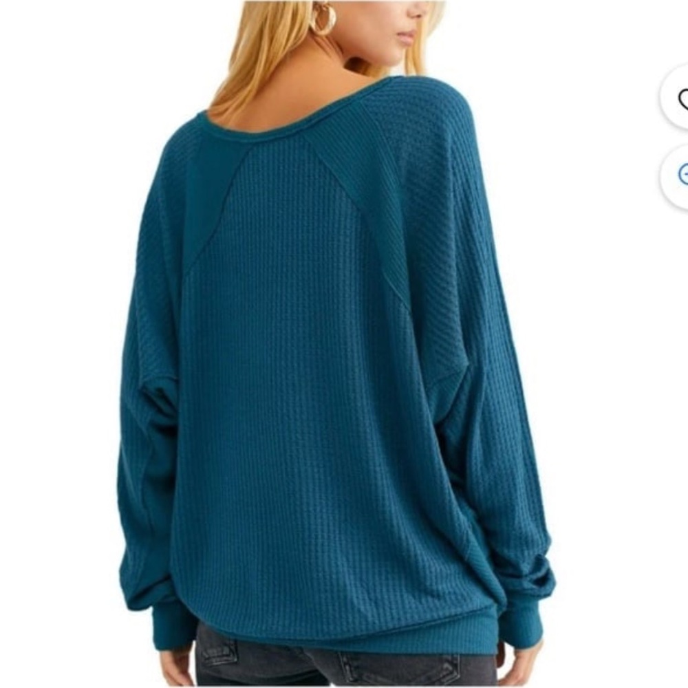 Free People We the Free Blue Waffle Top